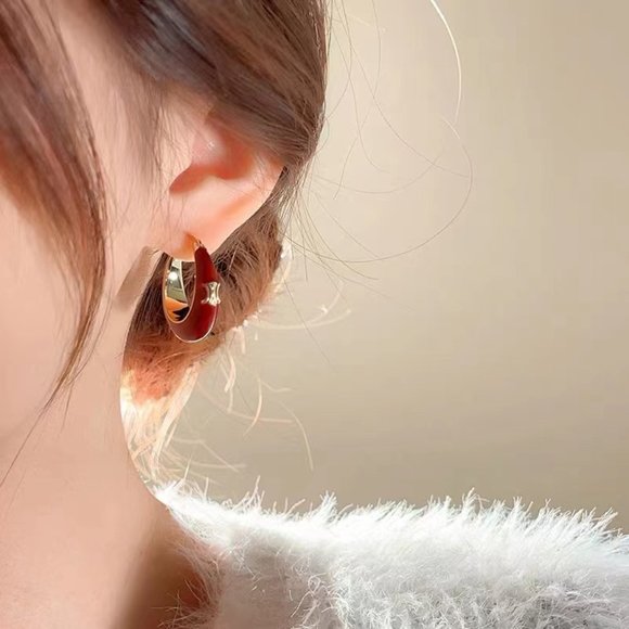 Arc de Triomphe red drop glaze earrings - Picture 4 of 4